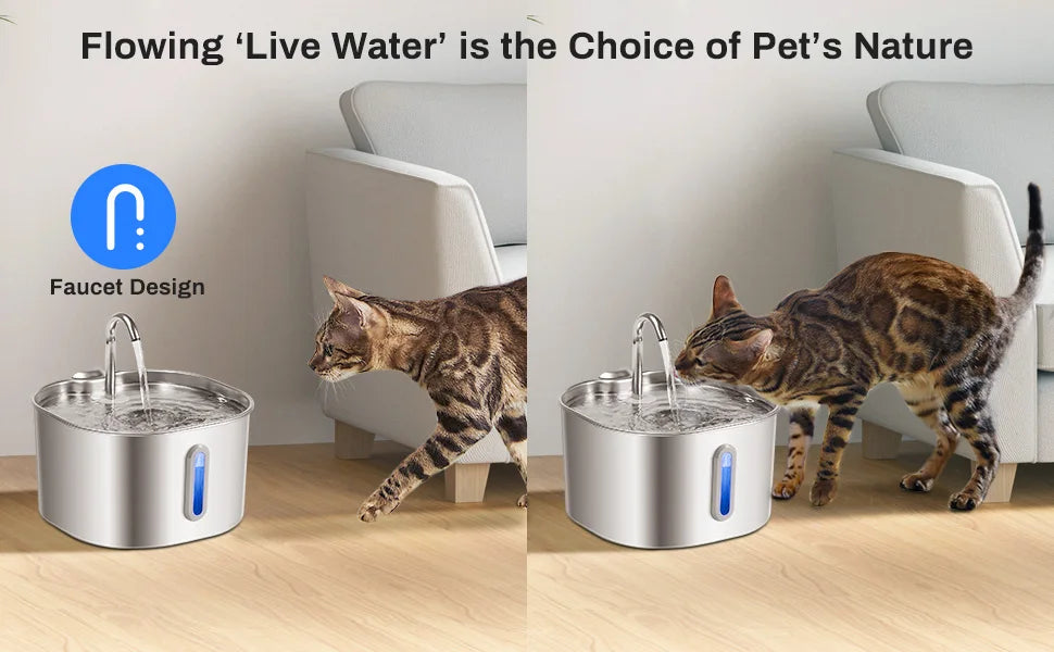 Stainless Steel Cat Water Fountain (2.2L)