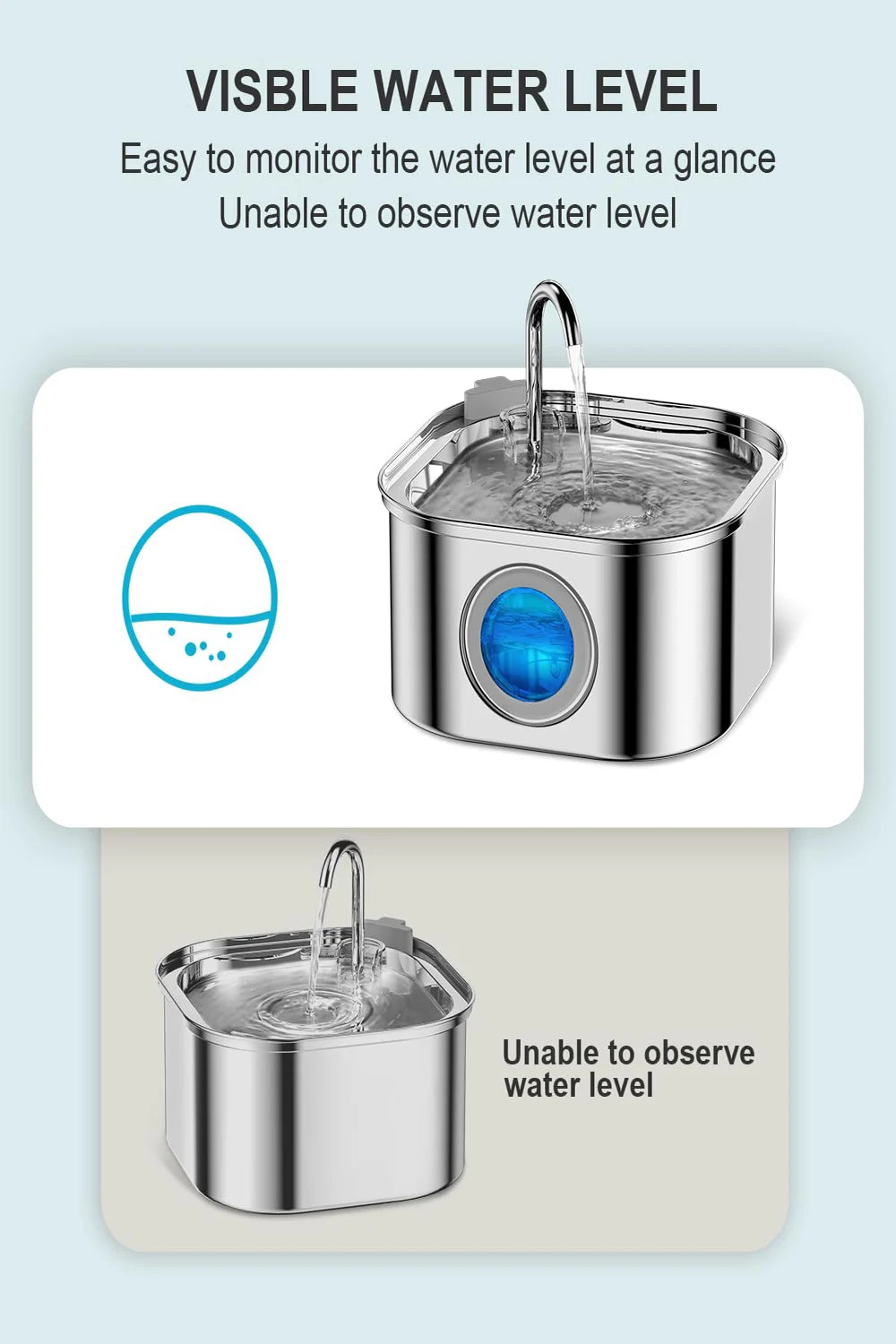 Stainless Steel Pet Water Fountain (3.2L)